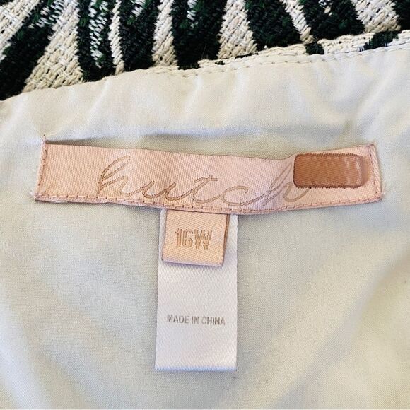 Hutch Aidy Black Ivory Jacquard Palm Frond Sleeveless A-Line Midi Dress Sz 16W - Picture 8 of 12